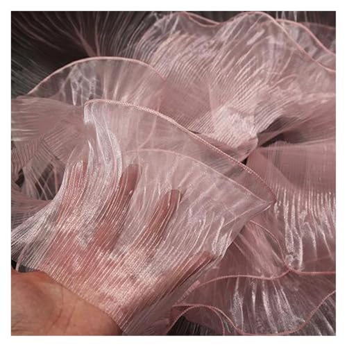 1 Yard Plissee-Blumenspitze, magischer Farbverlauf für Hochzeit, gewellt, gestreift, Dekoration, Tuch, breit, 15 cm (reines Rosa) von Generisch