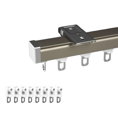 1-läufig Vorhangschiene Schwerlast Gardinenschiene aus Alu Gardinenleisten, Leise Vorhangschienensystem Decken-oder Wandmontage, Für Raumteiler, Wohnzimmer, Schlafzimmer(Ceiling,14ft/4.30m) von Generisch