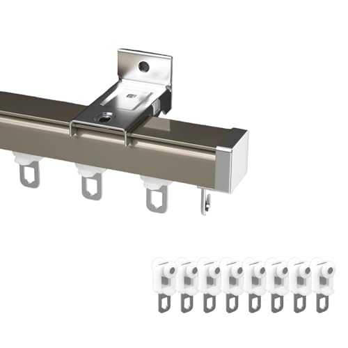 1-läufig Vorhangschiene Schwerlast Gardinenschiene aus Alu Gardinenleisten, Leise Vorhangschienensystem Decken-oder Wandmontage, Für Raumteiler, Wohnzimmer, Schlafzimmer(Wall,4.6ft/1.4m) von Generisch