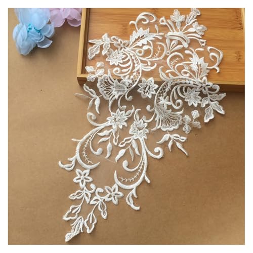 1 x weißgoldener Aufnäher, Applikationen, Stickerei, Spitzenbesatz, Stoff, Stoff, Nähen, Patchwork, DIY, Handwerk (weiß) von Generisch