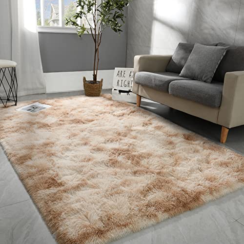 10,2 x 15,2 cm großer, weicher, flauschiger Teppich, modern, batikfarben, für Wohnzimmer, Schlafzimmer, Kinderzimmer, Heimdekoration, gemütlicher flauschiger Teppich für den Innenbereich von Generisch