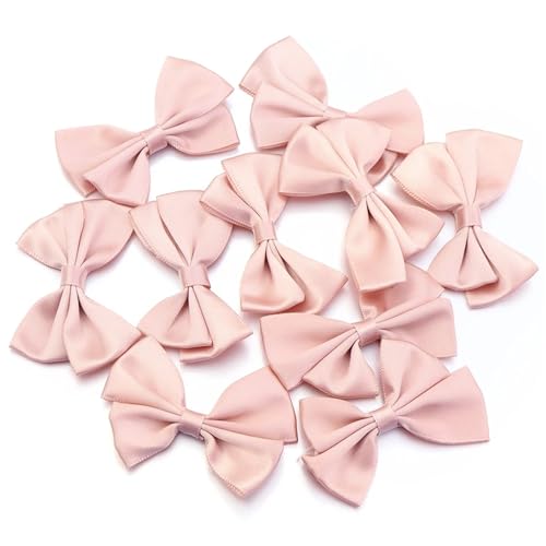 10/30 Stück 4 x 6 cm Satinbandschleifen, mehrfarbig, rosa Schleifen for Heimwerker, Basteln, Partydekorationen, Geschenkverpackungen(10pcs,Apricot pink) von Generisch