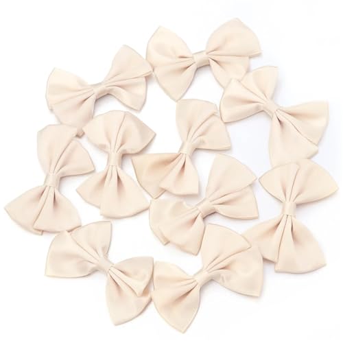 10/30 Stück 4 x 6 cm Satinbandschleifen, mehrfarbig, rosa Schleifen for Heimwerker, Basteln, Partydekorationen, Geschenkverpackungen(10pcs,Beige) von Generisch