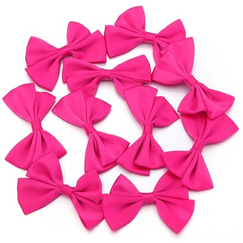 10/30 Stück 4 x 6 cm Satinbandschleifen, mehrfarbig, rosa Schleifen for Heimwerker, Basteln, Partydekorationen, Geschenkverpackungen(10pcs,Hot pink) von Generisch