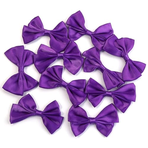 10/30 Stück 4 x 6 cm Satinbandschleifen, mehrfarbig, rosa Schleifen for Heimwerker, Basteln, Partydekorationen, Geschenkverpackungen(10pcs,Purple) von Generisch