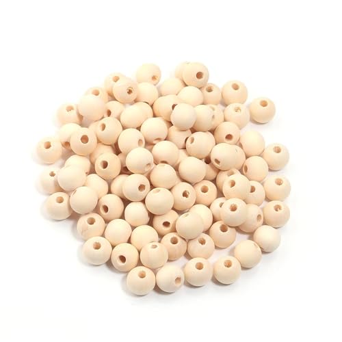 10–100 Stück 6–30 mm Naturholzperlen, rund, unvollendet, Basteln, Kunst, Heimdekoration, handgefertigte Vorräte(12mm 100pcs) von Generisch