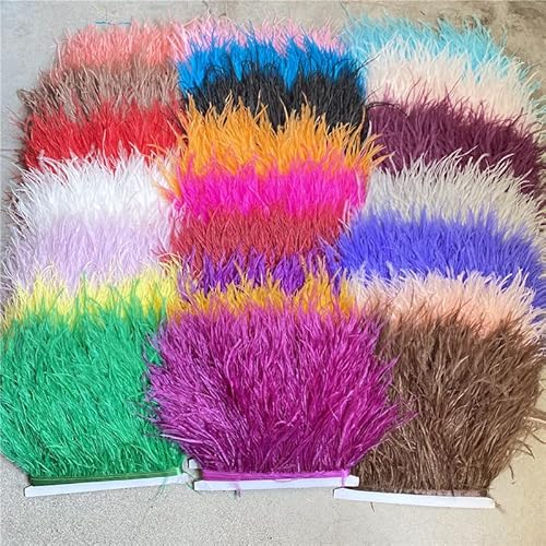 10-15 cm Straußenfederborten Fransenband Nähzubehör Federkleid DIY Kleidung Hochzeit Handwerk Dunkelgelb 9,1 m von Generisch