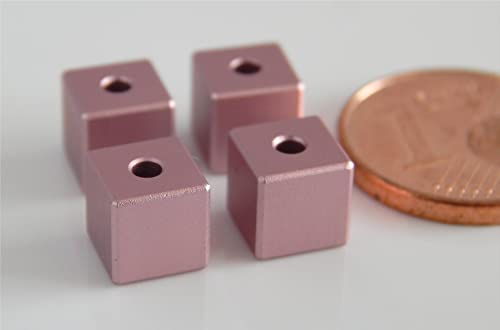 10 Aluminium Mini Würfel Perlen 6mm 12 Farben eloxiert wählbar Würfelperlen zur Schmuckherstellung (rosa elox) von Generisch