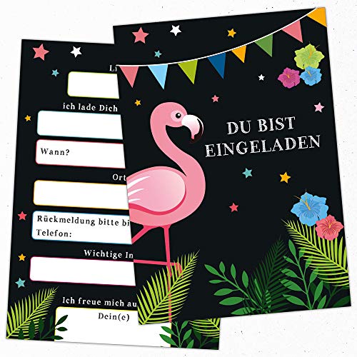 10 Lustige Einladungskarten Kindergeburtstag Einladungen Geburtstag Jungen Mädchen Beachparty Flamingo Gartenfest Karten Feier Party witzig cool von Generisch
