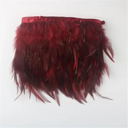 10 Meter/Lot Sattel Hahnfedern Besatz Fransen für Kleidung DIY Band Nähen Besätze Dekor Weinrot 10 m 10 Meter/Lot Sattel Hahnfedern Besatz Fransen für Kleidung DIY Band Nähen Besätze Dekor Weinrot 10 m von Generisch