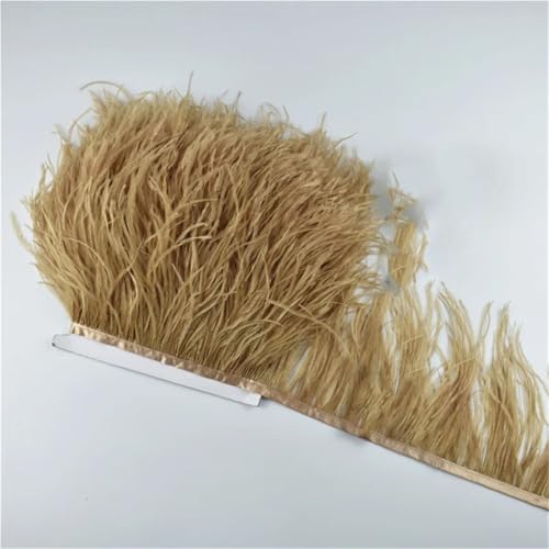 10 Meter 10-15 cm Federband Fransenborte Nähen Federbesatz Hochzeitszubehör Dekoration 26 Khaki von Generisch