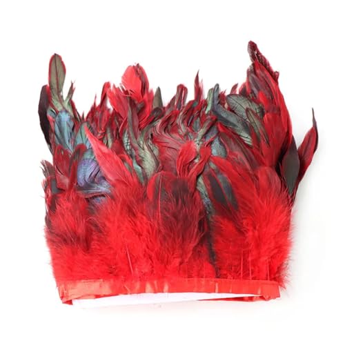 10 Meter 10-15 cm natürliches Hahnfeder-Band, Zierband für Hochzeitskleid, Rock, Dekoration, DIY, Kleidung, Zubehör, Rot 10 Meter 10-15 cm natürliches Hahnfeder-Band, Zierband für Hochzeitskleid, Rock, Dekoration, DIY, Kleidung, Zubehör, Rot von Generisch
