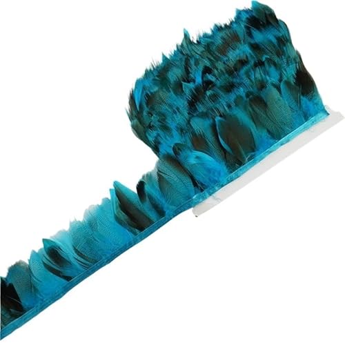 10 Meter Fasanenfederbesatz, Dekoration for Kleidung, natürliche Entenfedern, Fransenband, Handarbeitszubehör, DIY-Fransen for Nähen(Lake Blue) von Generisch