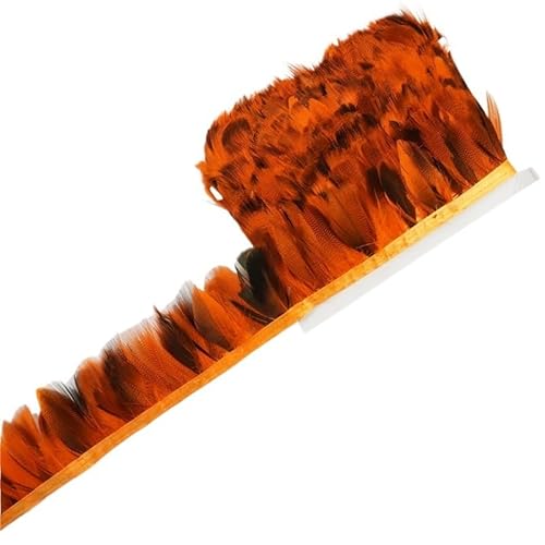 10 Meter Fasanenfederbesatz, Dekoration for Kleidung, natürliche Entenfedern, Fransenband, Handarbeitszubehör, DIY-Fransen for Nähen(Orange) von Generisch