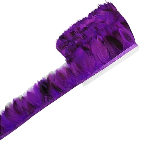 10 Meter Fasanenfederbesatz, Dekoration for Kleidung, natürliche Entenfedern, Fransenband, Handarbeitszubehör, DIY-Fransen for Nähen(Purple) von Generisch