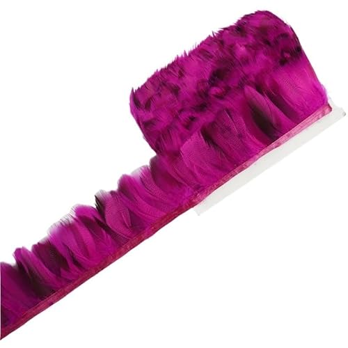 10 Meter Fasanenfederbesatz, Dekoration for Kleidung, natürliche Entenfedern, Fransenband, Handarbeitszubehör, DIY-Fransen for Nähen(Rose red) von Generisch