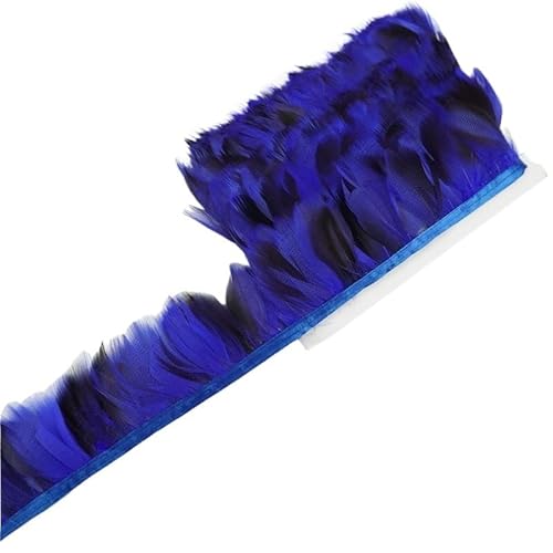 10 Meter Fasanenfederbesatz, Dekoration for Kleidung, natürliche Entenfedern, Fransenband, Handarbeitszubehör, DIY-Fransen for Nähen(Royal Blue) von Generisch