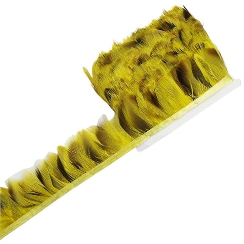 10 Meter Fasanenfederbesatz, Dekoration for Kleidung, natürliche Entenfedern, Fransenband, Handarbeitszubehör, DIY-Fransen for Nähen(Yellow) von Generisch