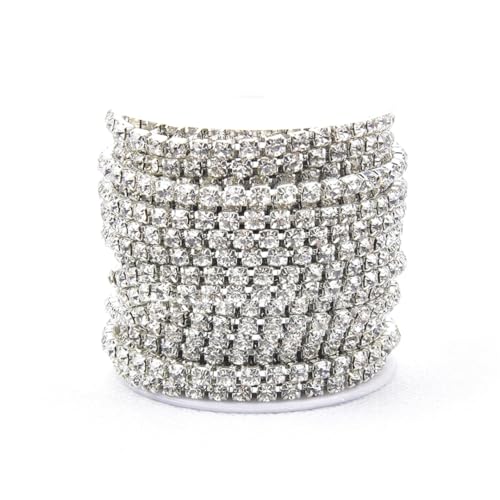 10 Meter Rolle Ss6-Ss38 Kristallglas-Strass-Cup-Kette zum Aufnähen mit silbergoldener Basis für Bastelarbeiten und Schmuckdekoration 10 Meter Rolle Ss6-Ss38 Kristallglas-Strass-Cup-Kette zum Aufnähen mit silbergoldener Basis für Bastelarbeiten und Schmuckdekoration von Generisch