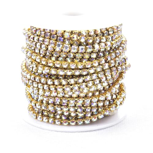 10 Meter Rolle Ss6-Ss38 Kristallglas-Strass-Cup-Kette zum Aufnähen mit silbergoldener Basis für DIY Handwerk und Schmuckdekoration 10 Meter Rolle Ss6-Ss38 Kristallglas-Strass-Cup-Kette zum Aufnähen mit silbergoldener Basis für DIY Handwerk und Schmuckdekoration von Generisch