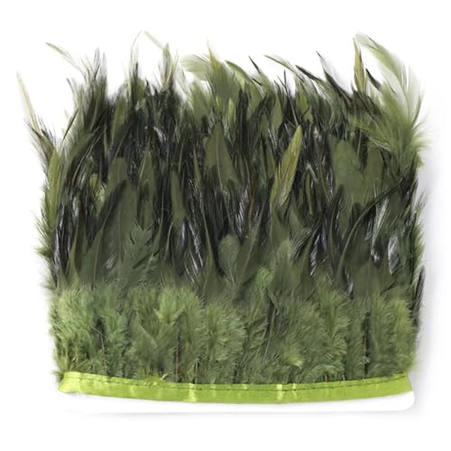10 Meter Spule mit natürlichen und gefärbten Federbändern, 10–15 cm breit, mit Federfransen zum Nähen von Kleidung und Basteln von Generisch