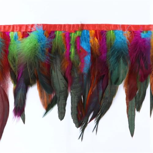 10 Meter langes Band mit weißen Hühnerfedern, Fransen, 10–15 cm, Kleid, Nähzubehör, Heimdekoration, Basteln, Farbmischung, 10–15 cm 10 Meter langes Band mit weißen Hühnerfedern, Fransen, 10–15 cm, Kleid, Nähzubehör, Heimdekoration, Basteln, Farbmischung, 10–15 cm von Generisch