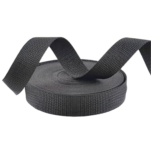 10 Meter schwarzes Polyester-Gurtband, 20–100 mm Breite, Rucksackgurtmaterial, Haustierhalsband, Nähen, Schrägband, Zubehör(25mm) von Generisch