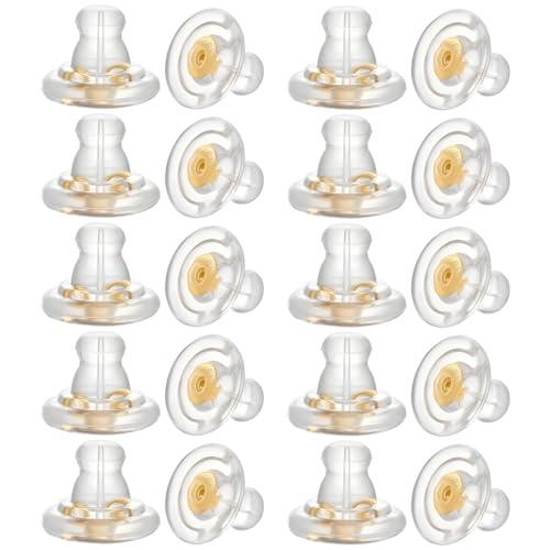 10 Paar 18 Karat Gold Transparente Silikon-Ohrring-Verschlüsse, bequem und hypoallergen für schwere Ohrringe 10 Paar 18 Karat Gold Transparente Silikon-Ohrring-Verschlüsse, bequem und hypoallergen für schwere Ohrringe von Generisch