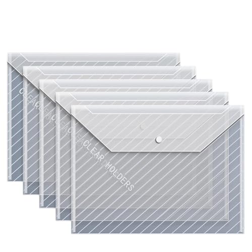 10 Packungen Dokumententasche Transparent Dokumentenmappe A4 mit Lochrand, Ordner Wasserdicht Dokumententaschen Sichtertasche Etikettentasche Sammelmappen für Papier, Dokumente Organisieren von Generisch