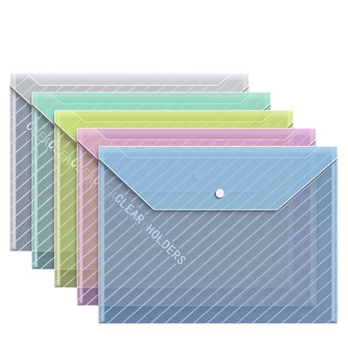 10 Packungen Dokumententasche Transparent Dokumentenmappe A4 mit Lochrand, Ordner Wasserdicht Dokumententaschen Sichtertasche Etikettentasche Sammelmappen für Papier, Dokumente Organisieren von Generisch