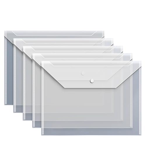 10 Packungen Dokumententasche Transparent Dokumentenmappe A4 mit Lochrand, Ordner Wasserdicht Dokumententaschen Sichtertasche Etikettentasche Sammelmappen für Papier, Dokumente Organisieren von Generisch