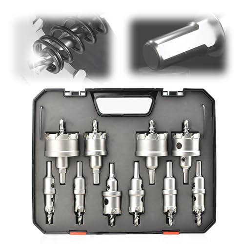 10 Pcs Lochsägen Bohrer Set, 16–53 mm Metall Lochsäge Bohrer Sets, TCT Bohrer Lochsägen Set Titanbeschichteter für Edelstahl, Eisen, Holz, Kunststoff, Bohrkrone Steckdose (10Pcs) von Generisch