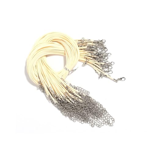 10 Stück 1,5 mm 2 mm Kunstlederschnur, Armbandherstellungszubehör mit Karabinerverschlüssen, verstellbare geflochtene Schnur for Schmuck, DIY-Bastelprojekte(Beige,Dia2mm x 50cm) von Generisch