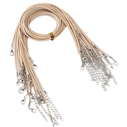 10 Stück 1,5 mm 2 mm Kunstlederschnur, Armbandherstellungszubehör mit Karabinerverschlüssen, verstellbare geflochtene Schnur for Schmuck, DIY-Bastelprojekte(Beige Yellow,Dia2mm x 50cm) von Generisch