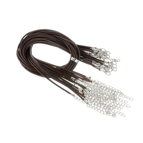 10 Stück 1,5 mm 2 mm Kunstlederschnur, Armbandherstellungszubehör mit Karabinerverschlüssen, verstellbare geflochtene Schnur for Schmuck, DIY-Bastelprojekte(Deep Brown,Dia1.5mm x 50cm) von Generisch