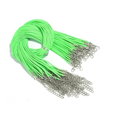 10 Stück 1,5 mm 2 mm Kunstlederschnur, Armbandherstellungszubehör mit Karabinerverschlüssen, verstellbare geflochtene Schnur for Schmuck, DIY-Bastelprojekte(Grass Green,Dia2mm x 50cm) von Generisch