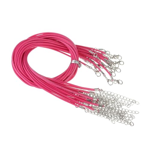 10 Stück 1,5 mm 2 mm Kunstlederschnur, Armbandherstellungszubehör mit Karabinerverschlüssen, verstellbare geflochtene Schnur for Schmuck, DIY-Bastelprojekte(Hot Pink,Dia2mm x 50cm) von Generisch