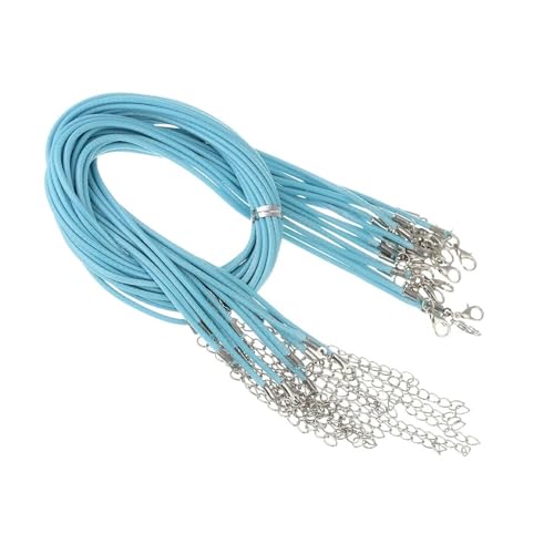10 Stück 1,5 mm 2 mm Kunstlederschnur, Armbandherstellungszubehör mit Karabinerverschlüssen, verstellbare geflochtene Schnur for Schmuck, DIY-Bastelprojekte(Light Blue,Dia2mm x 50cm) von Generisch