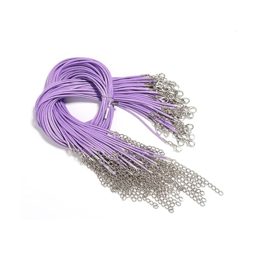 10 Stück 1,5 mm 2 mm Kunstlederschnur, Armbandherstellungszubehör mit Karabinerverschlüssen, verstellbare geflochtene Schnur for Schmuck, DIY-Bastelprojekte(Light Purple,Dia2mm x 50cm) von Generisch