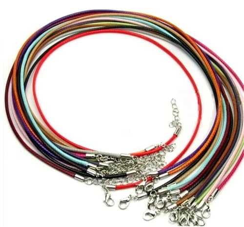 10 Stück 1,5 mm 2 mm Kunstlederschnur, Armbandherstellungszubehör mit Karabinerverschlüssen, verstellbare geflochtene Schnur for Schmuck, DIY-Bastelprojekte(Mix Color,Dia2mm x 50cm) von Generisch