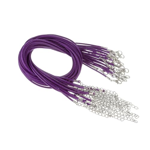 10 Stück 1,5 mm 2 mm Kunstlederschnur, Armbandherstellungszubehör mit Karabinerverschlüssen, verstellbare geflochtene Schnur for Schmuck, DIY-Bastelprojekte(Purple,Dia1.5mm x 50cm) von Generisch