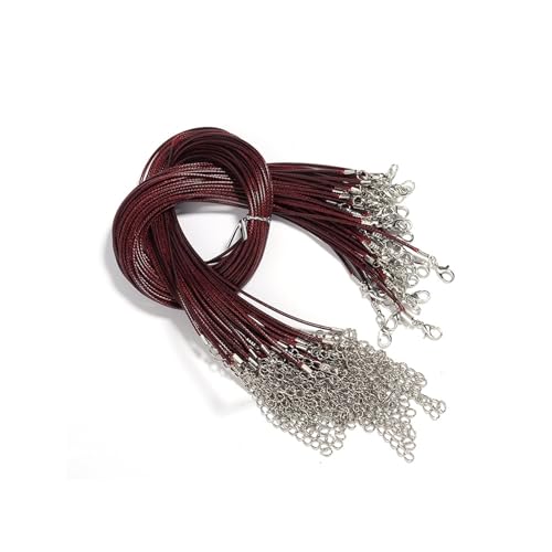 10 Stück 1,5 mm 2 mm Kunstlederschnur, Armbandherstellungszubehör mit Karabinerverschlüssen, verstellbare geflochtene Schnur for Schmuck, DIY-Bastelprojekte(Wine Red,Dia1.5mm x 50cm) von Generisch
