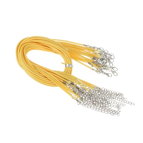 10 Stück 1,5 mm 2 mm Kunstlederschnur, Armbandherstellungszubehör mit Karabinerverschlüssen, verstellbare geflochtene Schnur for Schmuck, DIY-Bastelprojekte(Yellow,Dia1.5mm x 50cm) von Generisch