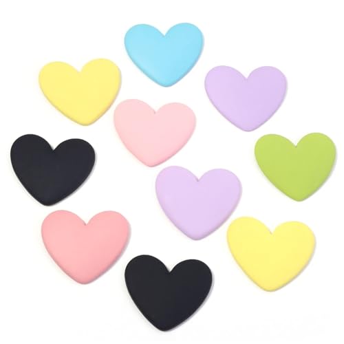 10 Stück 3,3 x 3,6 cm buntes Liebesherz Flatback-Harz-Cabochon Scrapbooking-Zubehör für DIY-Telefonhüllen-Patch-Kopfbedeckungsherstellung(Random) von Generisch