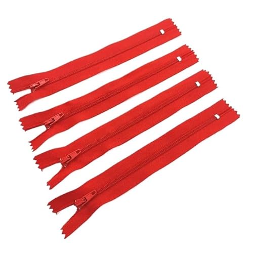 10 Stück 3# 7,5 cm – 60 cm (3 – 24 Zoll) geschlossener Nylon-Spulenreißverschluss, geeignet for Kleidungsreißverschlüsse for Nähen, 20 Farben(Red,60CM_10PCS) von Generisch