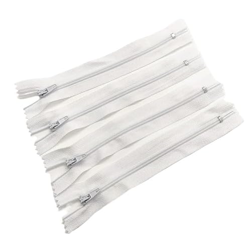 10 Stück 3# 7,5 cm – 60 cm (3 – 24 Zoll) geschlossener Nylon-Spulenreißverschluss, geeignet for Kleidungsreißverschlüsse for Nähen, 20 Farben(White,50CM_10PCS) von Generisch