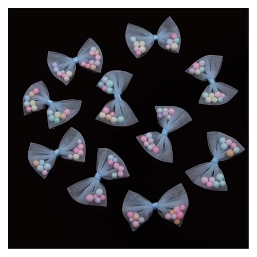 10 Stück 3 x 4 cm Gazebandschleifen mit Schaumstoffkugel, handgefertigte Bastelschleifen for DIY-Ornamente, Geschenkverpackungen, Dekoration(Blue) von Generisch