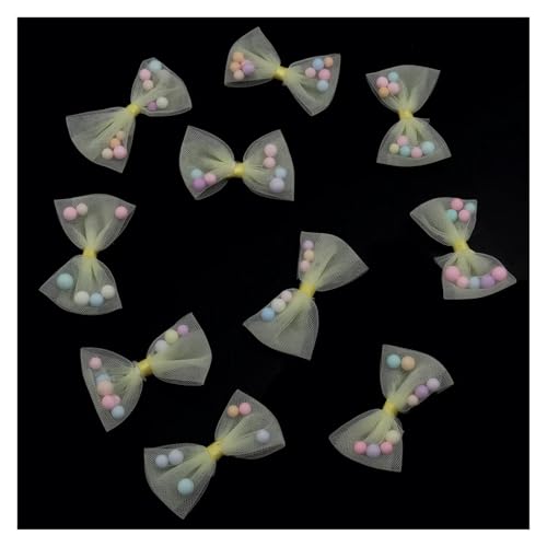 10 Stück 3 x 4 cm Gazebandschleifen mit Schaumstoffkugel, handgefertigte Bastelschleifen for DIY-Ornamente, Geschenkverpackungen, Dekoration(Yellow) von Generisch