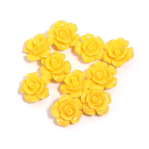 10 Stück 3D-Kamelien-Nagelkunst-Charms, 6–15 mm, Harz, flache Rückseite, Dekorperlen für DIY-Maniküre, Handyhülle, Handwerk(Yellow,10mm) von Generisch