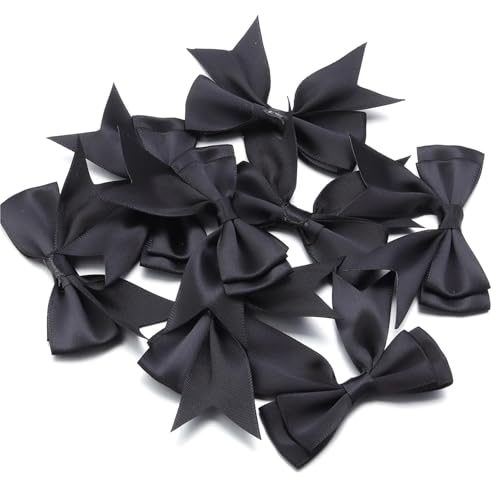 10 Stück 6 x 7 cm doppellagige Satinschleifen aus Polyesterband for Geschenkverpackungen, Hochzeitsdekorationen, DIY-Bastelarbeiten, Haarschmuck(Black) von Generisch